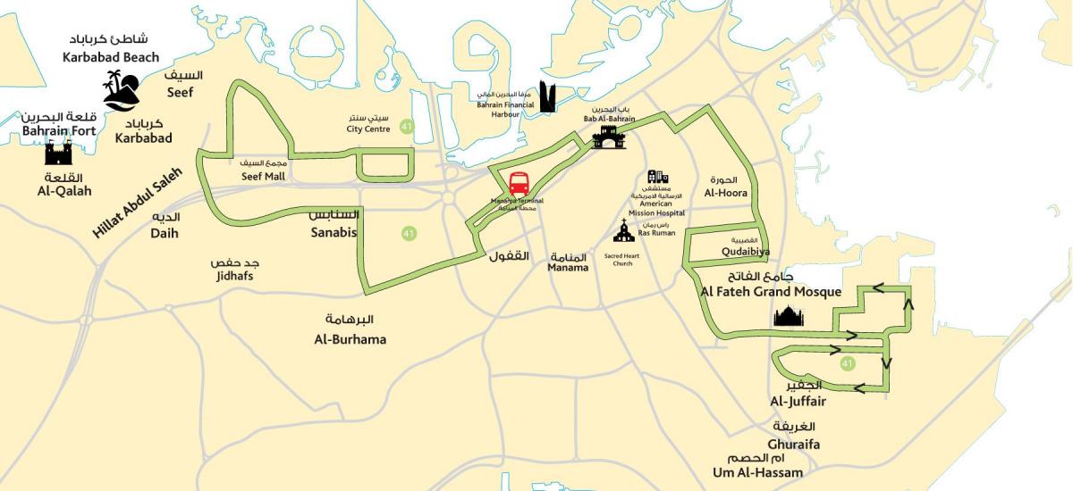 peta dari pusat kota Bahrain