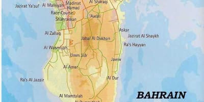 Bahrain peta dengan tempat-tempat