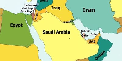 Peta dari Bahrain dan daerah sekitarnya